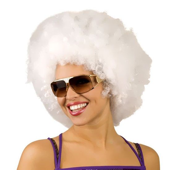 Perruque afro blanche Accessoire de d guisement Mixte Adulte