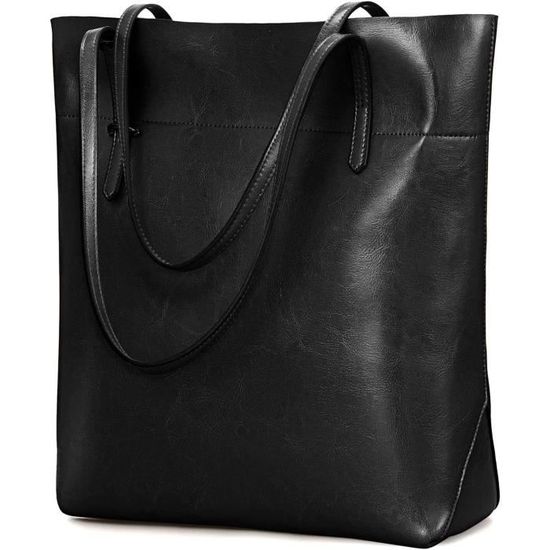 Sac Fourre-tout - Cuir PU - Marron - Grande Capacité - Design Simple - Porté Main Marron - Bagagerie - Maroquinerie