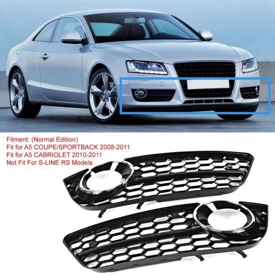 Garniture Cache Antibrouillard Avant Carbone Pour Audi Q8 2019-2022 - 2 Pièces - Neuf