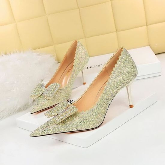 Escarpins à Talon Bloc Pour Femme - Talon 11 Cm, Plateforme, Nœud Papillon - Mariage, Soirée, Habillée - 1