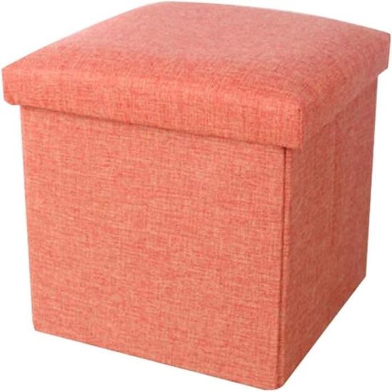 Pouf Salon Rangement Couvertures Pouf Repose-pieds Avec Rangement - Housse Réglable, Tissu Lin, 47x40 Cm, Tabouret Multifonction