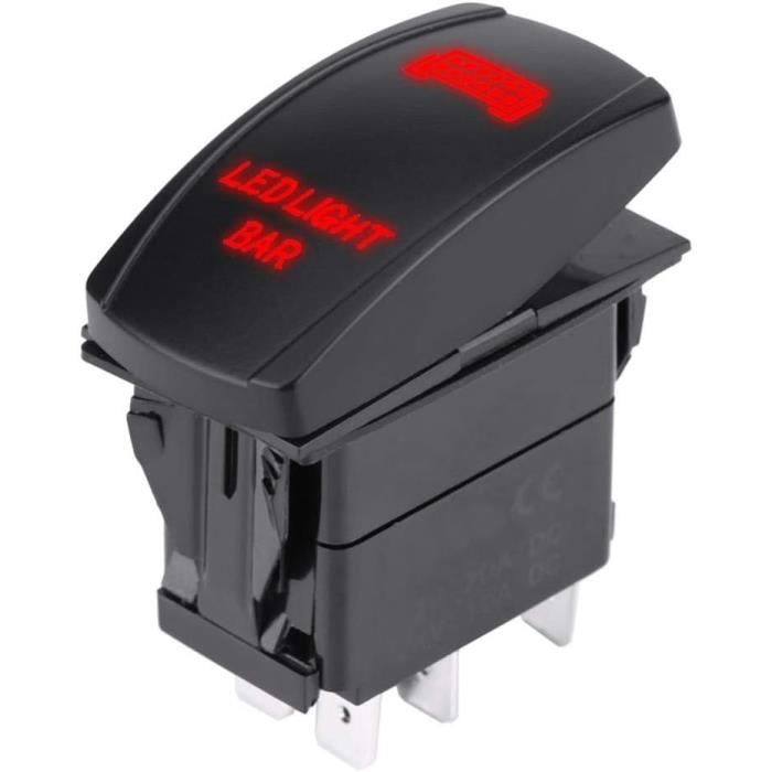 Interrupteur à Bascule Rond étanche LED Rouge - 230V 10A - Acier Inox - IP65 - 22mm - Pour Appareils électriques Marins Et Domestiques
