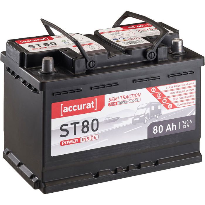 Accurat Semi Traction ST80 AGM Batteries Décharge Lente 80Ah