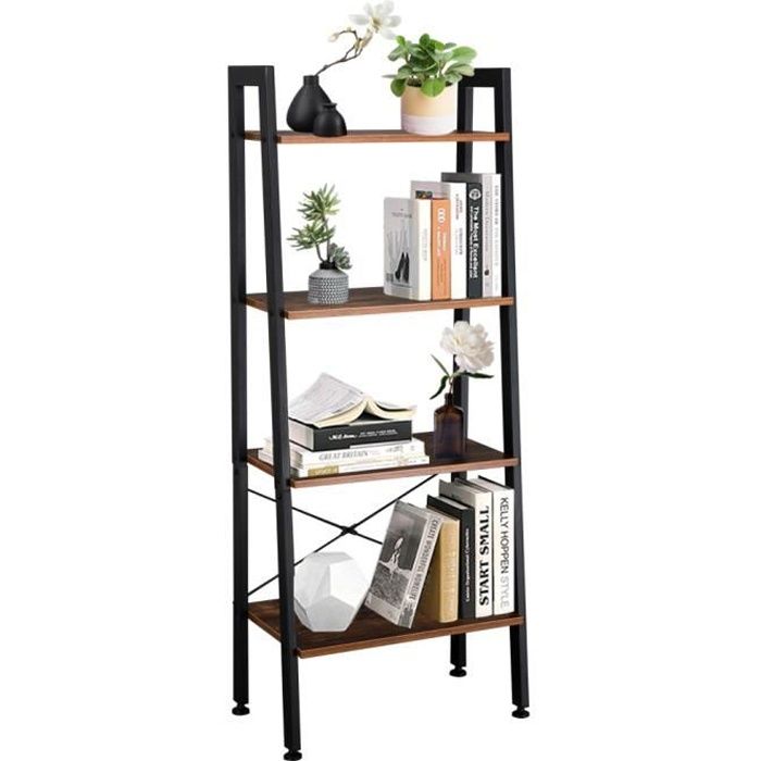 Étagère bibliothèque étagère en métal Design Industriel en MDF et métal Style Industriel 56x34x137.5cm