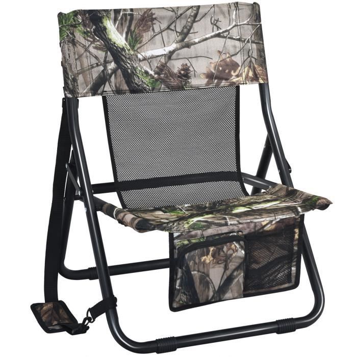 COSTWAY Chaise de Camping Pliante avec Poches en Tissu Oxford Chaise de Pêche avec Bandoulière pour Chasse, Randonnée 52X49X70cm