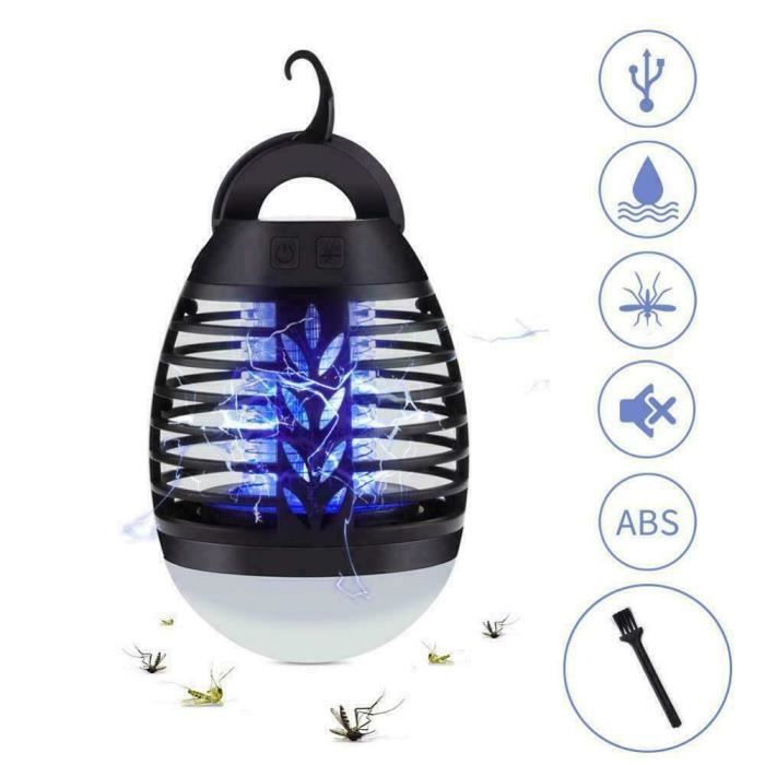 Lampe anti-moustiques électrique d'extérieur, répulsive pour moustiques de camping, lampe d'extérieur portable 2 en 1 Lampe LED