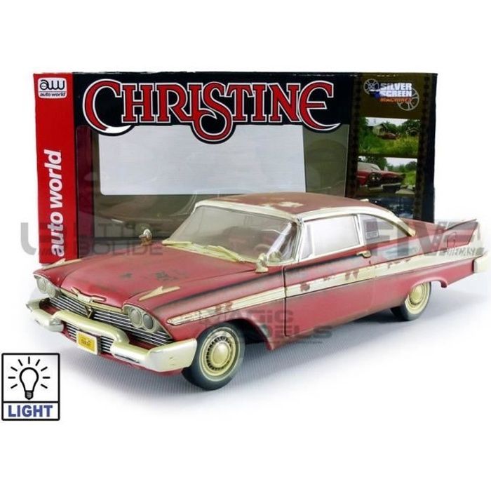 Voiture Miniature de Collection - AUTO WORLD 1/18 - PLYMOUTH Fury - Christine - Dirty Version 1958 - Red / White - AWSS119