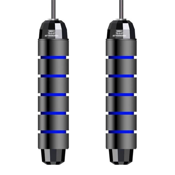 3M Corde a Sauter à Grande Vitesse Câble Acier Ajustable Foam Handleavec Roulement à Bille(Noir et bleu)