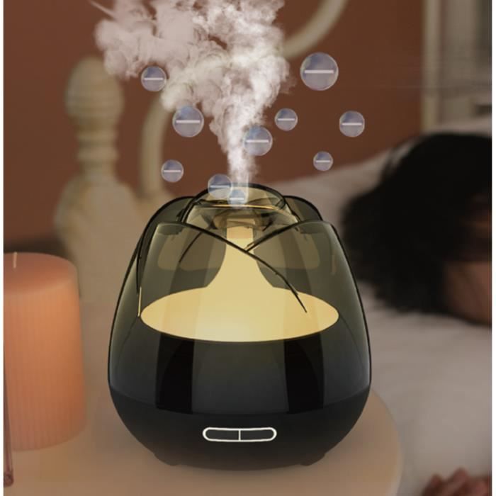 Diffuseur Huiles Essentielles Diffuseur de Parfume Rose Lumière de 7 Couleurs Arrêt minuté, sûr et silencieux, 167*167cm, Noir