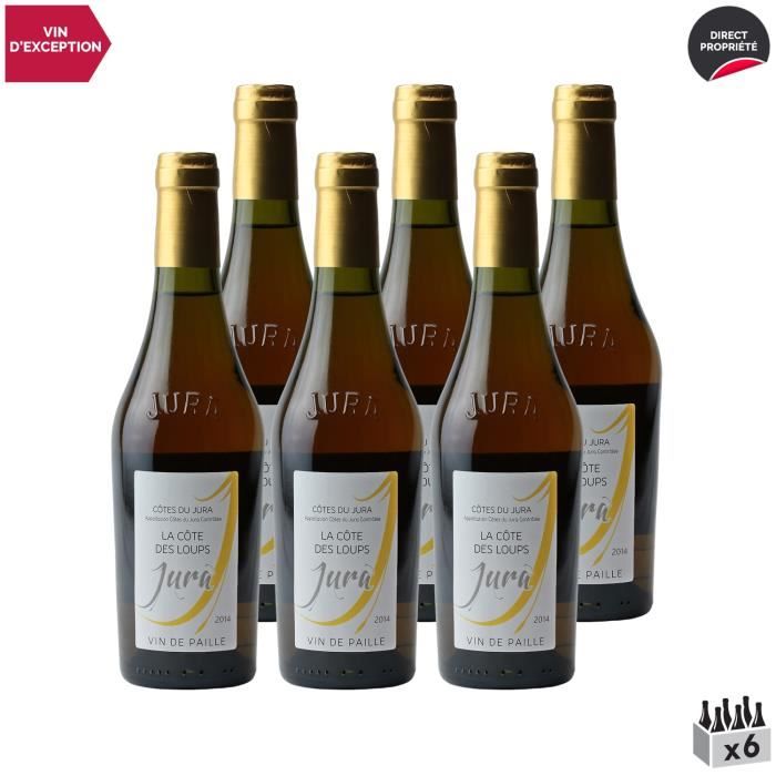 Côtes du Jura Vin de Paille Blanc 2014 - Lot de 6x37.5cl - La Côte des Loups - Vin AOC Blanc du Jura - Cépages Savagnin, Chardonnay