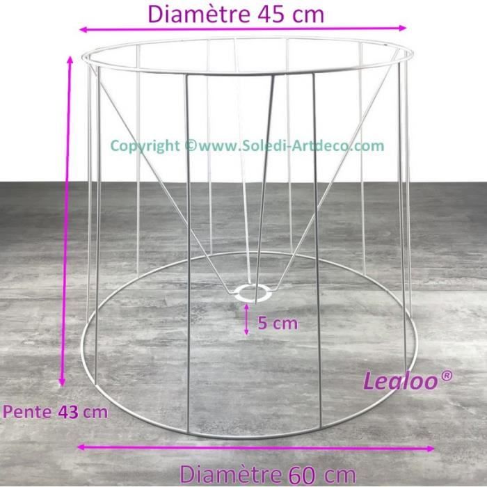 Grande Carcasse Abat-Jour Américain 60 cm, Armature Cone 10 branches en epoxy anticorrosion, pour E27 - Unique