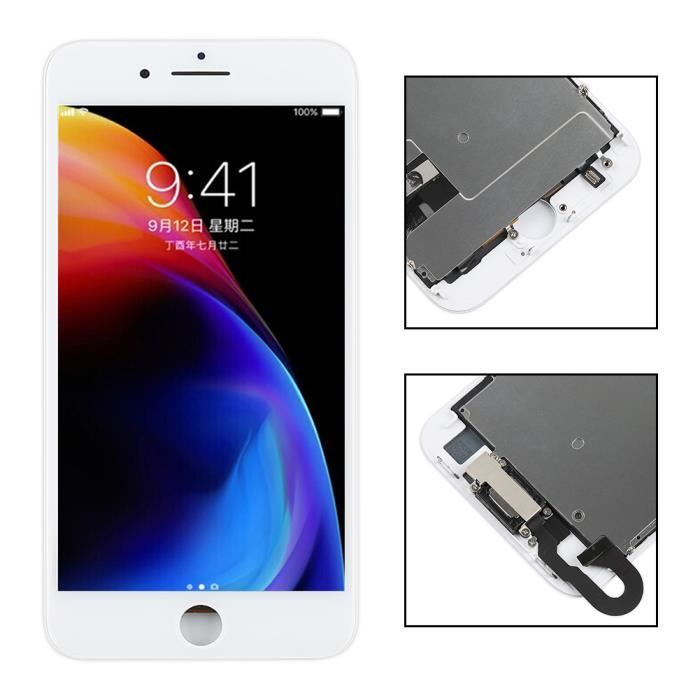 Blanc Ecran LCD Vitre Tactile + Home caméra avec un kit d'outils complet Pour iPhone 8 4.7