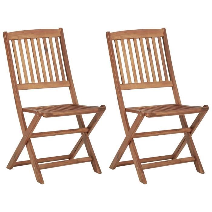BINGO - 2 pcs Chaises de jardin pliables Bois d'acacia solide - Chaise d'extérieur ,Chaise de terrasse ,Fauteuil de balcon-3142
