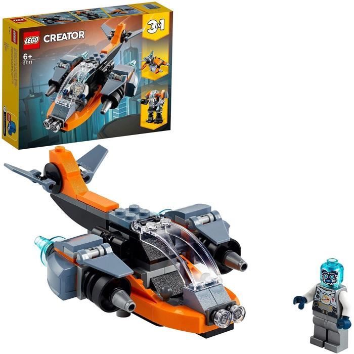 31111 Creator Le Cyber Drone Jeu de Construction avec Cyber Mech et Scooter, Jouets de l'espace pour Les Enfants de 6 Ans