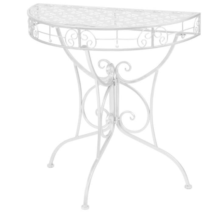 Magnifique Economique Table d'appoint Contemporain Console de salon Vintage Demi-ronde Métal 72x36x74 cm Argenté