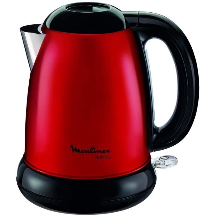 MOULINEX Bouilloire SUBITO rouge 1,7L Inox Bouilloire sans fil Résistance cachée Niveau d'eau visible BY540510