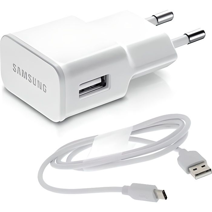 Acce2S - Chargeur USB Original 2A + Câble USB-C 1m pour Samsung Galaxy A42 - A32 - A12 - A02s - A41 - A31 - A51 5G - A21s - A71 - A5