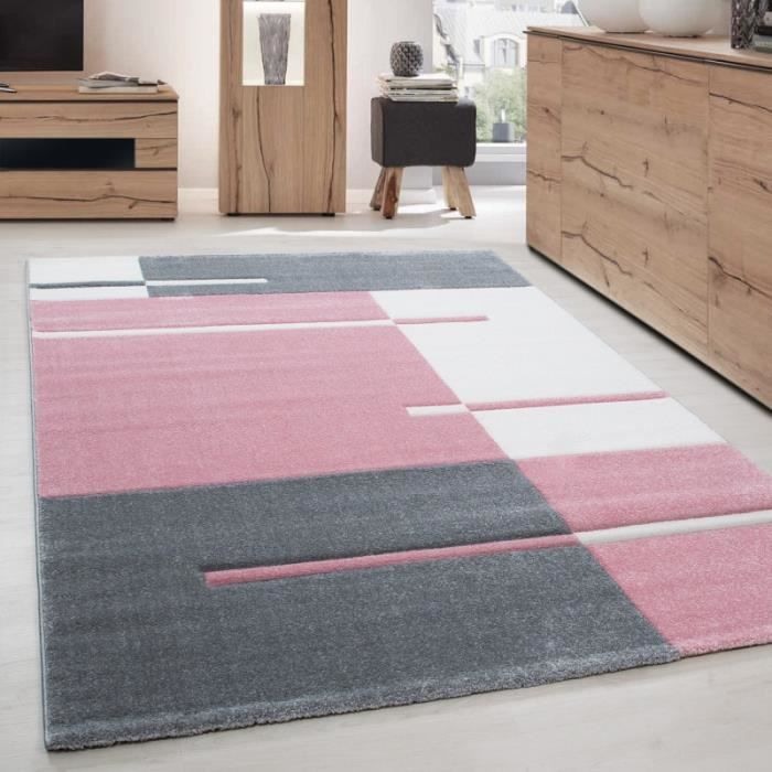 Tapis 3D moderne designe découpe de contour Hawaii 1310 Rose (160x230 cm)
