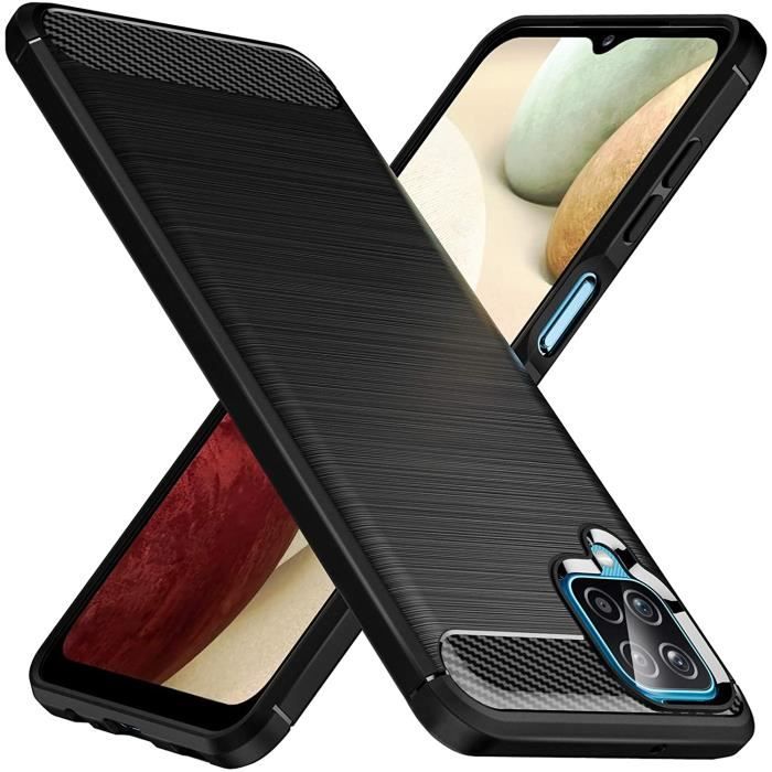 Coque pour Samsung Galaxy A12 , Coque Silicone Anti-Choc Anti-Rayure Gel Case - Noir
