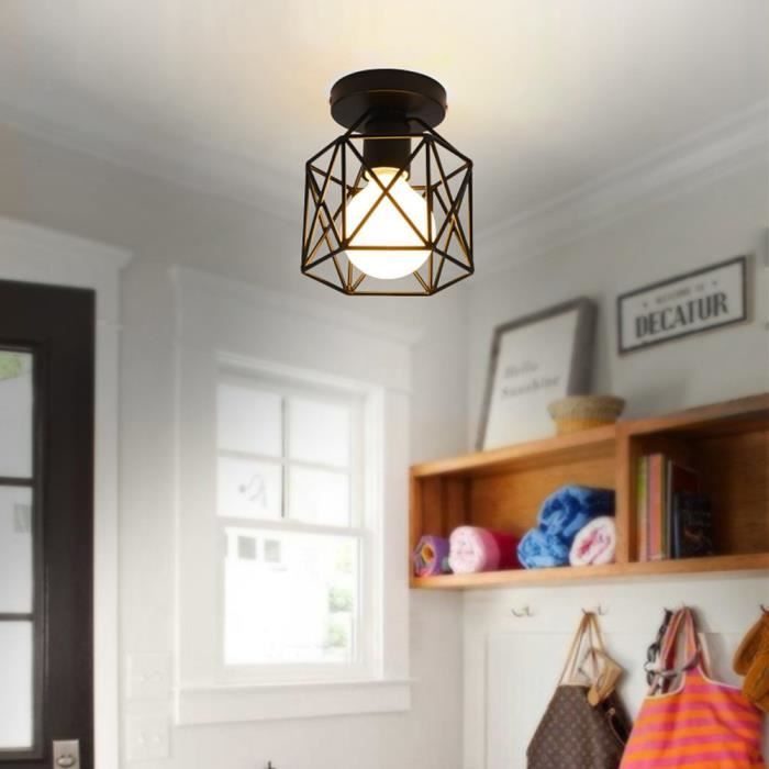 E-SENIOR-Retro Industrielle Plafonnier en Métal E27 Industrial DIY Ceiling Lamp Suspensions