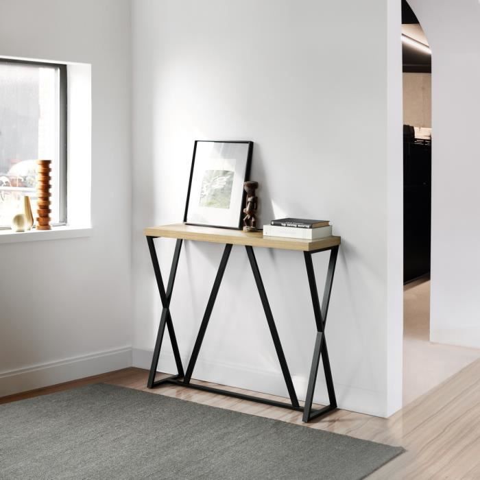 Table Console-Meubles d'Entrée-Panneau MDF-100X30X85cm-Couleur Bois
