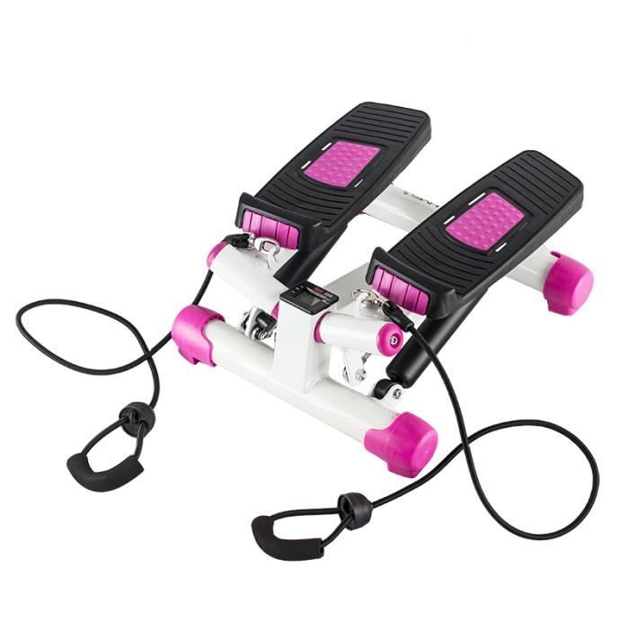 HMSPORT - Stepper twister d'appartement - Cardio twister - Fintess Aérobic hometrainer - Ordinateur + expandeurs - Rose