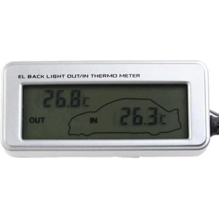 Thermomètre digital LCD Intérieur Extérieur Voiture Auto 12V