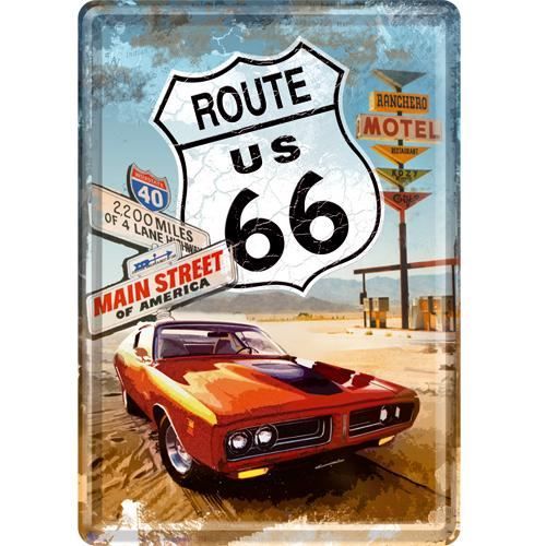 Petite plaque métal Route 66 Main Street