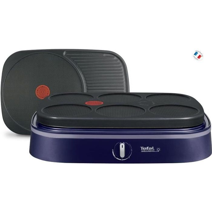 TEFAL PY604612 Crêpière électrique Crep'Party Dual - Bleu indigo