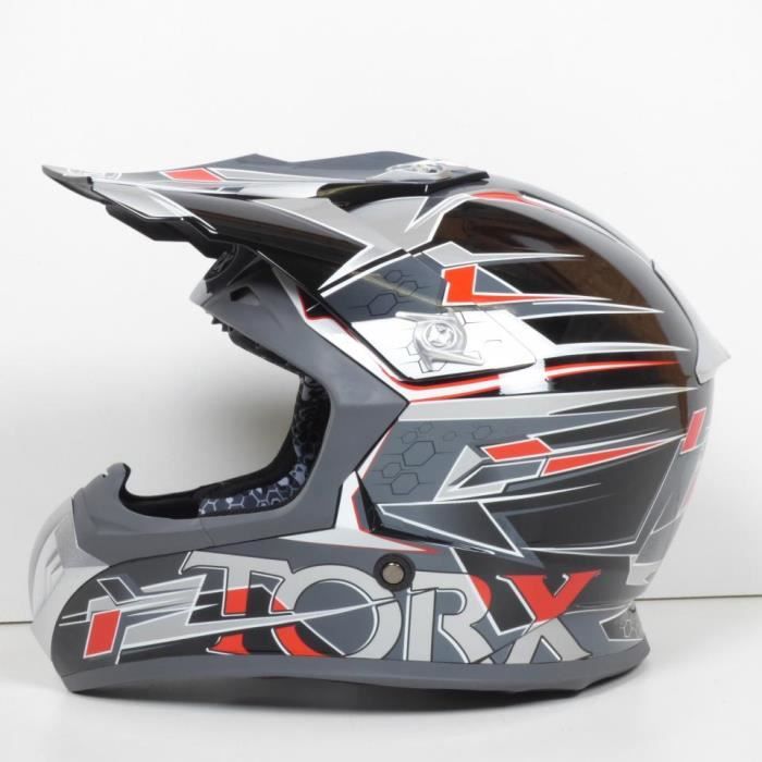 Casque moto cross Torx Taille L Marvin gris noir moto quad cross enduro TT