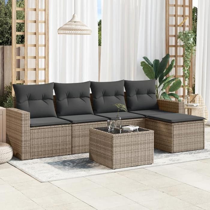 VIDAXL Ensemble de jardin résine tressée 6 pcs - vue 5