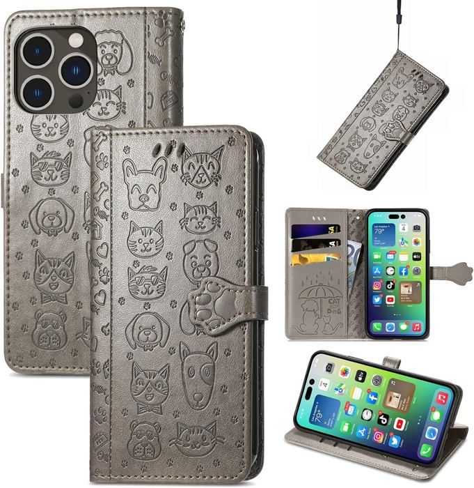 FLOODKING Coque Portefeuille Pour IPhone 17 Pro Max , Cuir PU Bicolore Premium Avec Porte Cartes Rfid Antichoc Rouge