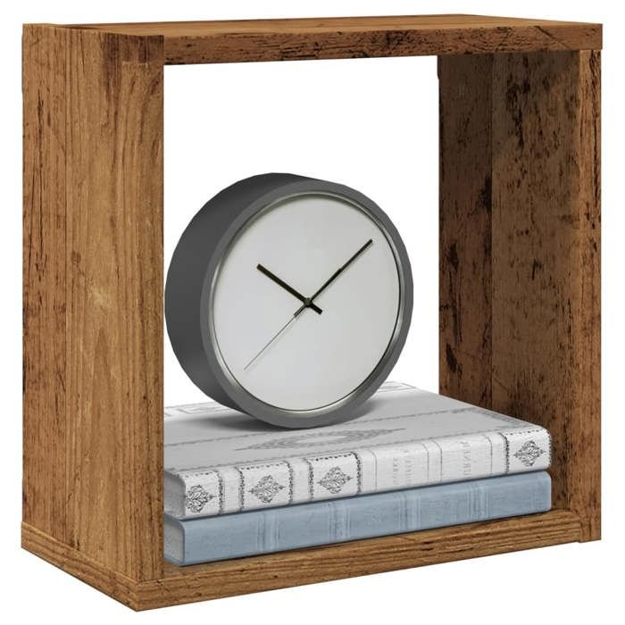 vidaXL Étagères cube murales 6 pcs vieux bois 30x15x30 cm stockage en forme de cube organisateur en forme de cube étagère 856578