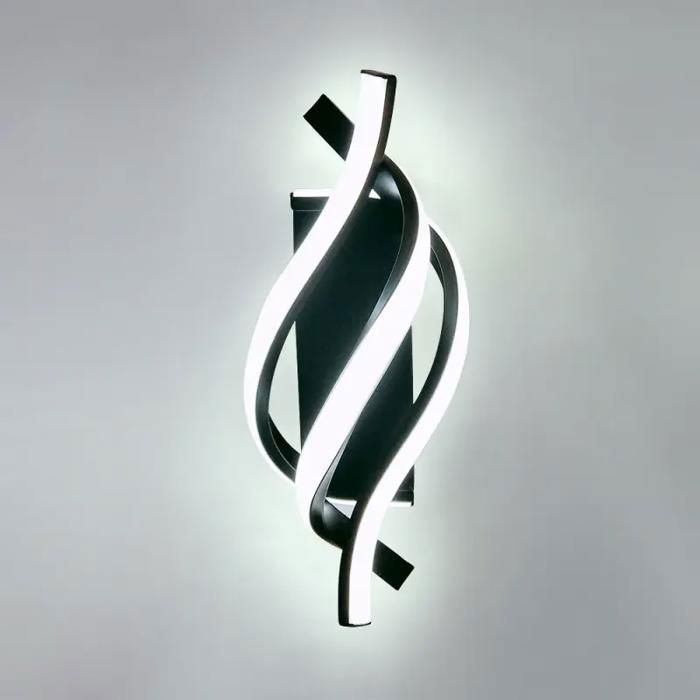 DELIPOP Applique Murale Interieur Lampe LED Murale Moderne 19W Design incurvée 6500K 1620 lm Pour Bureau Salon Chambre- Noir
