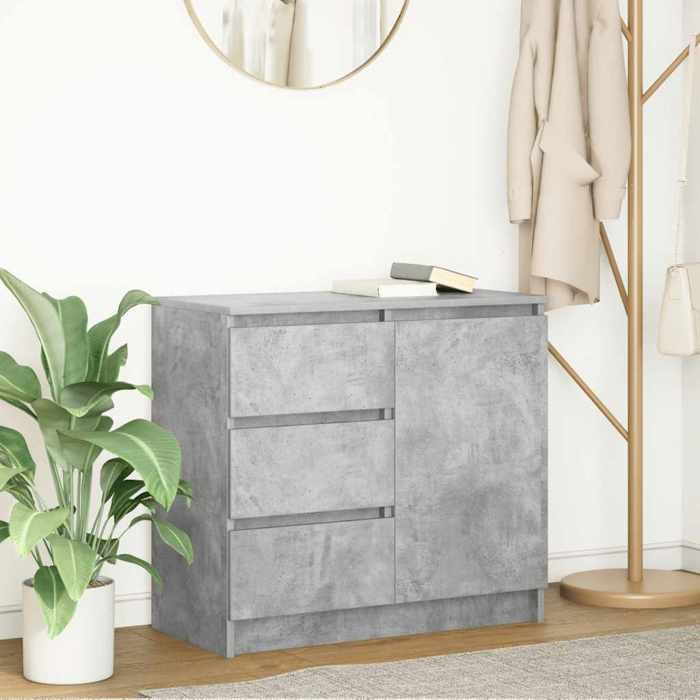 vidaXL Buffet avec tiroir gris béton 71x35x65 cm bois dingénierie meuble de rangement buffet meuble dentrée meuble 861574