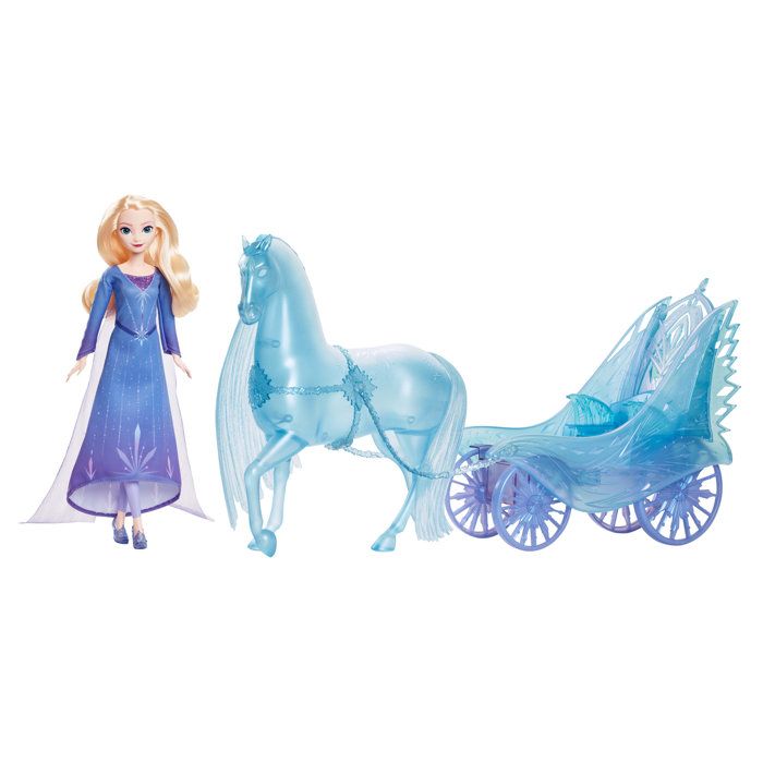 DISNEY La Reine des neiges Elsa Voiture tirée par des chevaux et poupée de jeu pour filles 3+ MATTEL