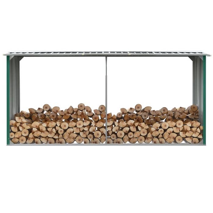 Nouveau Meuble - bois de cheminée - BMD - Abri de stockage de bois - Acier galvanisé 330x92x153 cm Vert BELLE - VENTE FLASH1364893