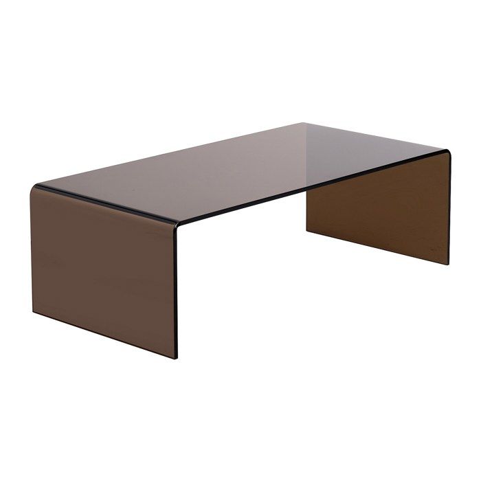 Table basse en verre trempé courbé - Brun - ALONZO