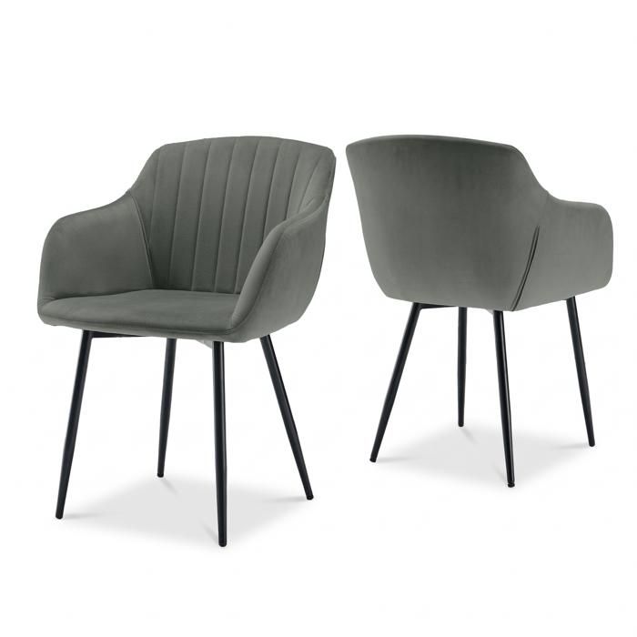 Goeurvant Chaises de salle à manger avec assise large et accoudoirs confort minimaliste - Lot de 2 - Gris Clair