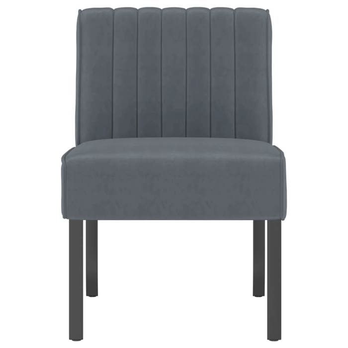 CLARENCE® Fauteuil simple - Chaise-Canapé - pour salon/chambre/bureau - sans accoudoirs gris foncé velours LV5137