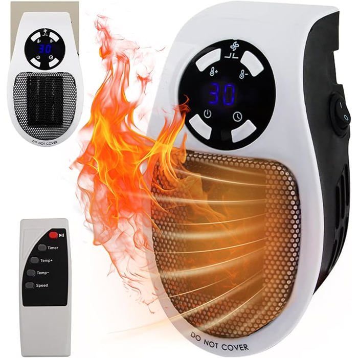 Mini Radiateur électrique Avec Thermostat Réglable, Minuterie 12 Heures Et Affichage Led Blanc 98911010 Mini Radiateur électrique Avec Thermostat Réglable, Minuterie 12 Heures Et Affichage Led Blanc 98911010