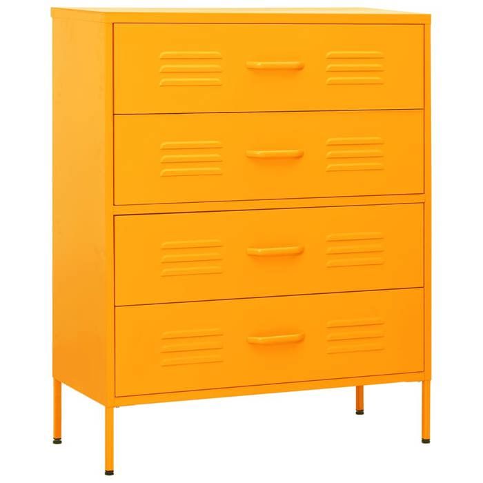 Jaune Commode salon/BUFEET - CLARENCE - Avec rangement - Jaune moutarde 80x35x101 5 cm - Acier LV715