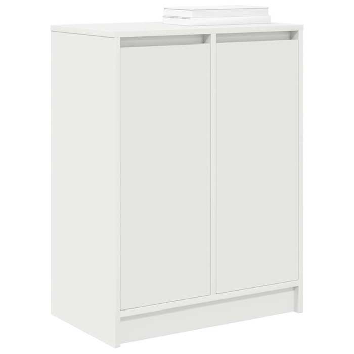 Armoire à chaussures en bois dingénierie - WIENS - Blanc - 57x34x76 cm - 8 étagères - 2 portes