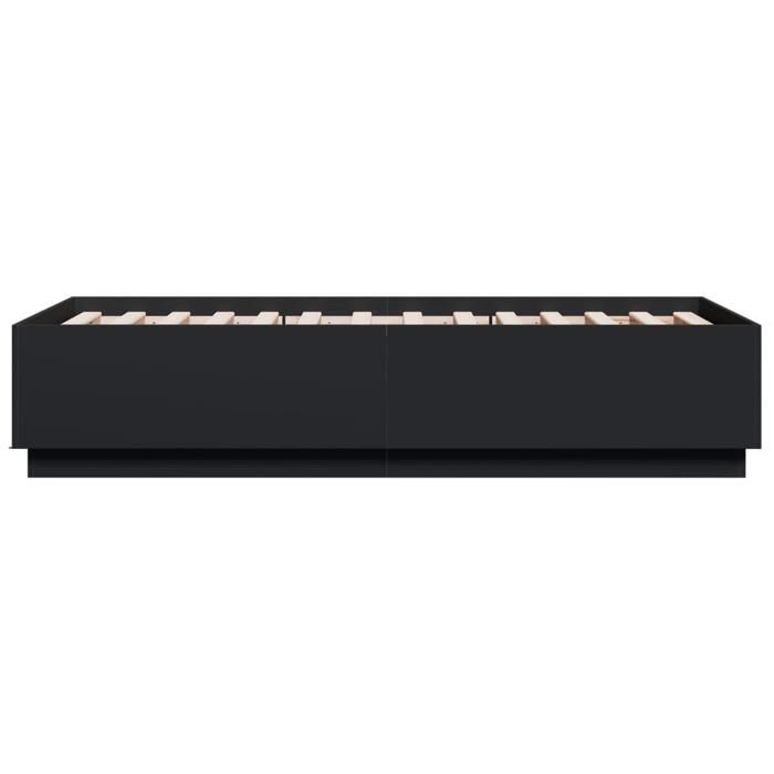 BURKE* Lit simple 90x190 cm Structure de lit classique sans matelas noir 90x190 cm - LL3314