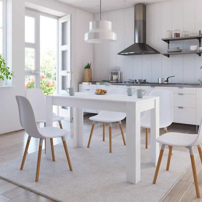Automne/hiver Blanc Table à manger Blanc 120x60x76cm - bois dingénierie - Hauteur:76cm DEC3944962