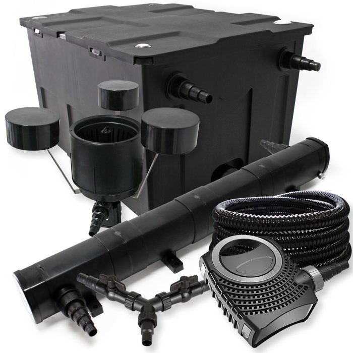 SunSun Kit complet: CBF-550 Filtre de bassin jusquà 60000 L NEO10000 pompe de filtration 10000l/h 80W CUV-272 lampe uv 72W 25m T