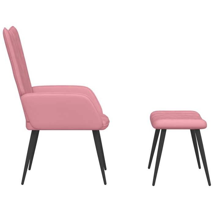 TOP 2026 Chaise de relaxation - Fauteuil 1 place - avec tabouret - Rose Velours - 61x70x96.5 cm FF4230