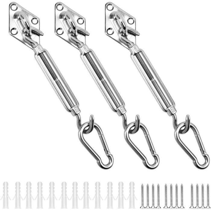 Kit de Fixation Voile dombrage Triangulaire Acier Inoxydable 304 Kit Accessoires de Fixation pour Toile dombrage Kit de Montage