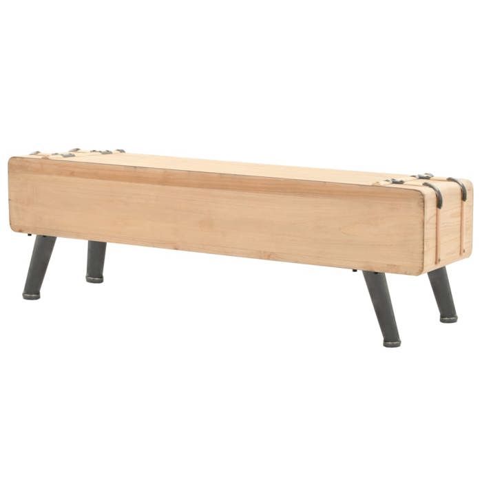 Meuble TV en bois massif - MEUBLECHIC - 120x33x35 cm - Bois de sapin - 2 tiroirs - Charge max 75 kg - Style rétro