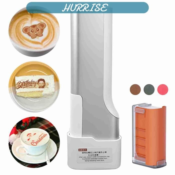 Sonew Imprimante alimentaire comestible Food Printer 300psi Printing Accuracy Handheld Cake Image Printer For Home art moule Noir